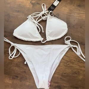 Fashion Nova White Triangle Bikini Set